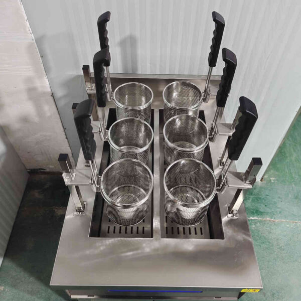 Vertical Lift Fryer, Dual Tank with 6 Baskets