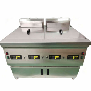 HC-FRYELE-2 Vertical Dual Tank Fryer (Lift-up Heating Tube) with Oil Filter Cart