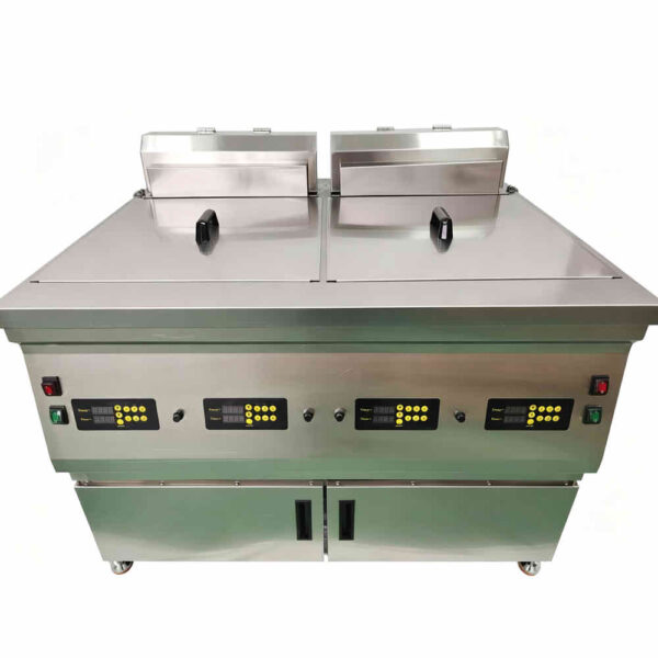 HC-FRYELE-2 Vertical Dual Tank Fryer (Lift-up Heating Tube) with Oil Filter Cart